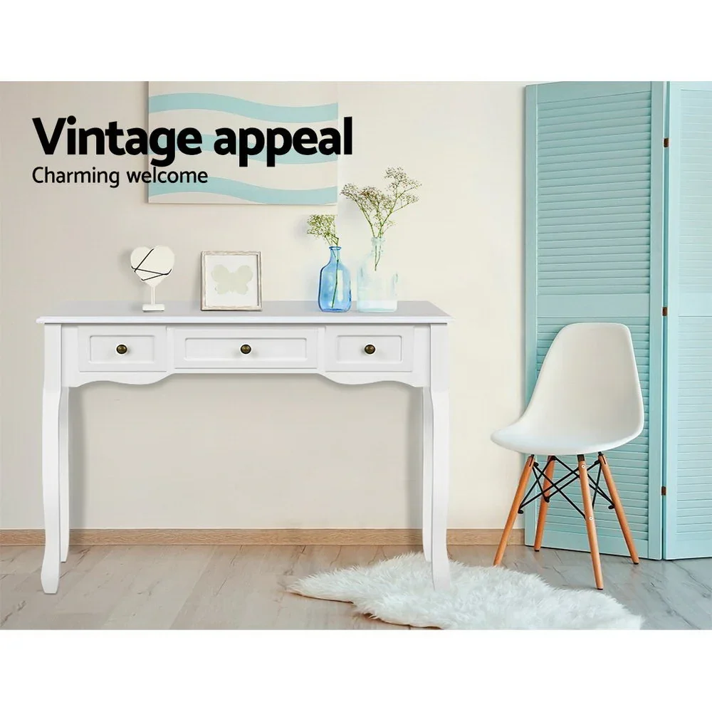 Console Table 3 Drawers White Hamptons - Image 5