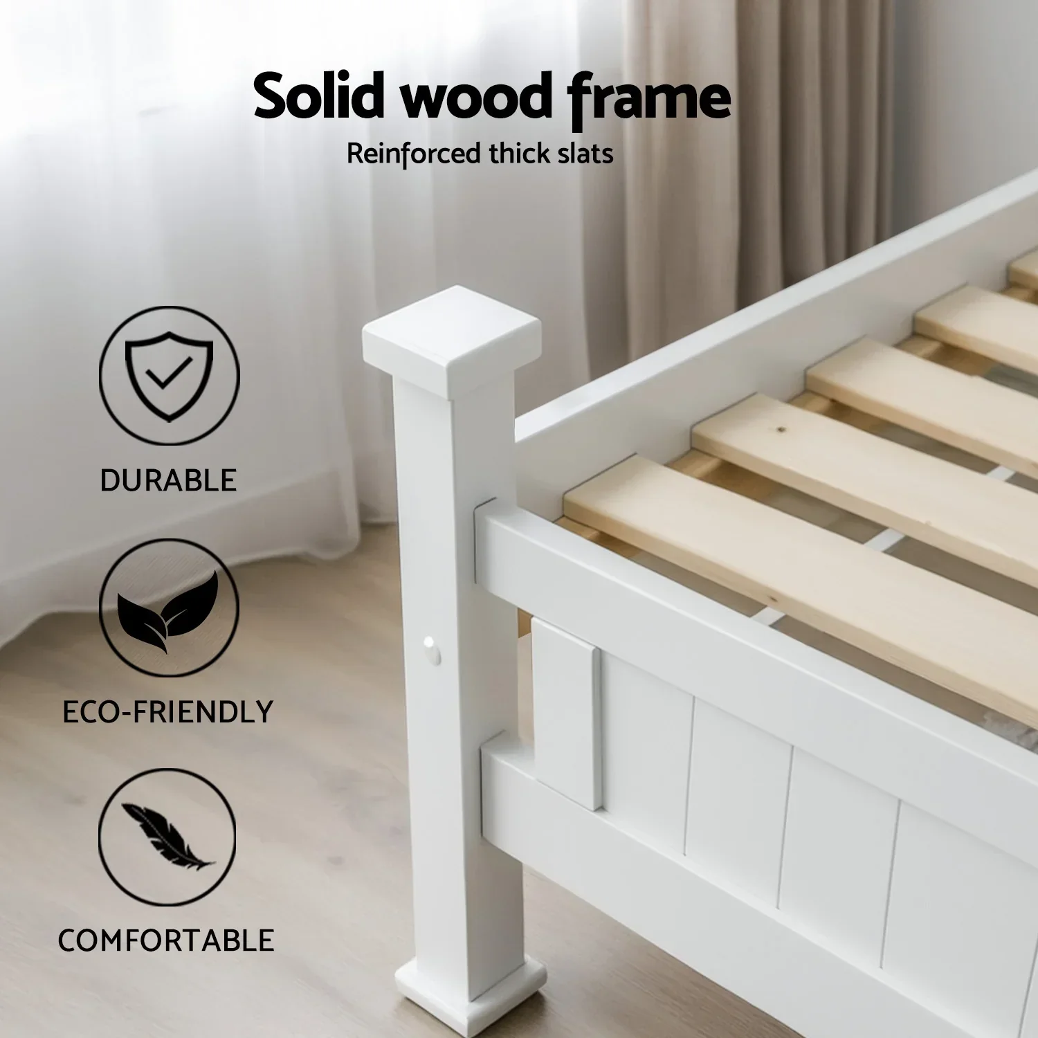 King Single Bed Frame and Bedside Table - Image 5