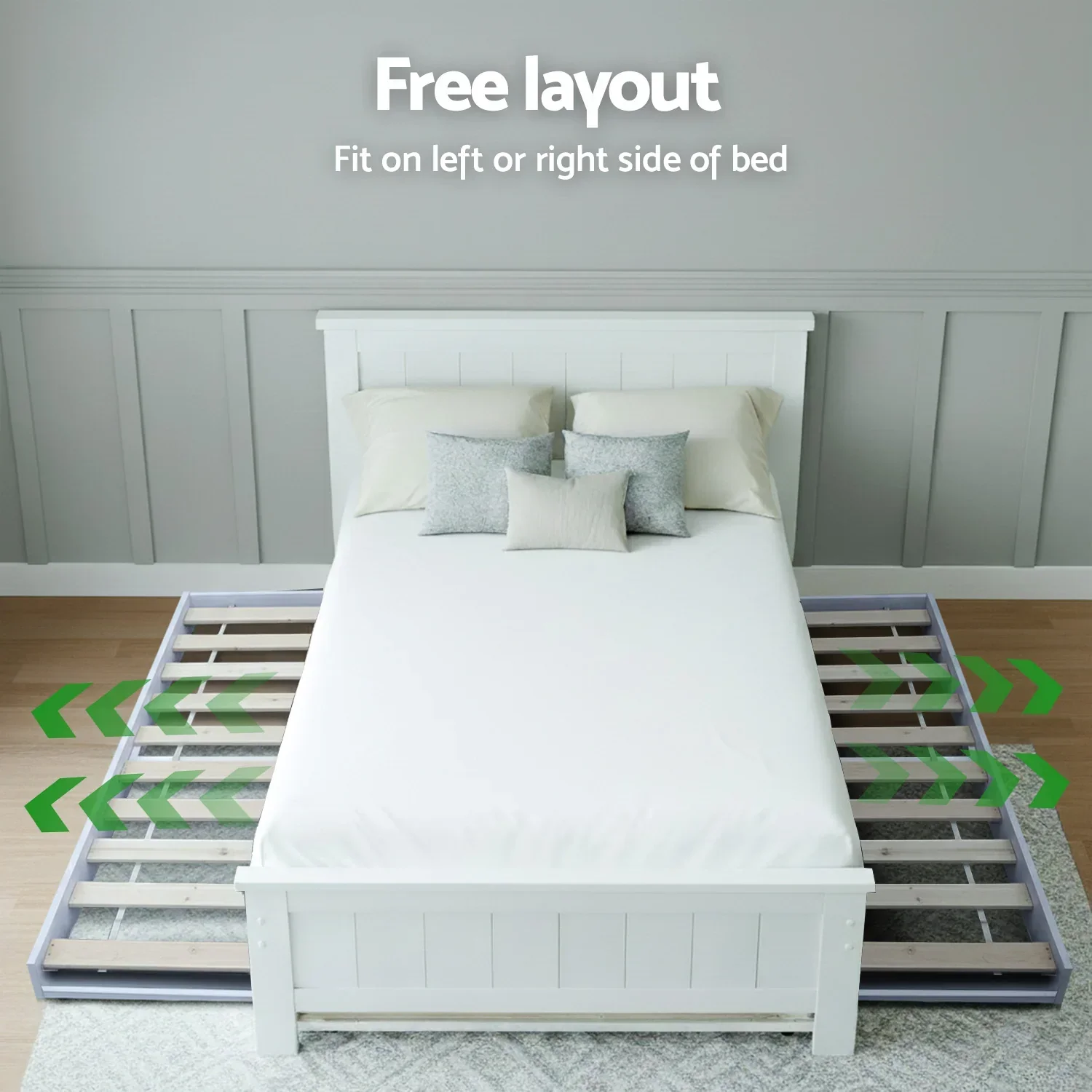 King Single Bed Frame and Bedside Table White - Image 4