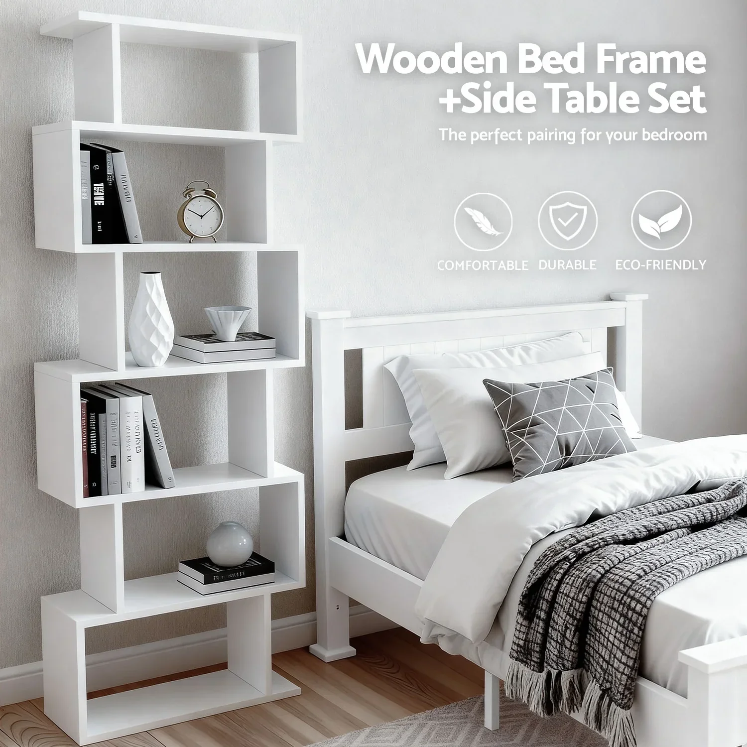 King Single Bed Frame and Bookshelf - Image 2