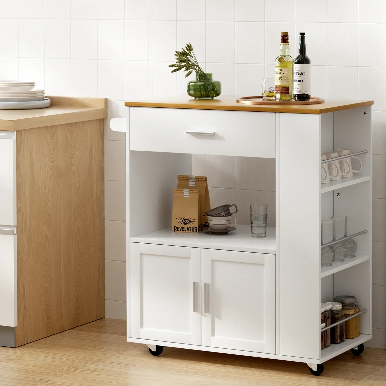 Kitchen Island Trolley Rolling Serving Cart - Image 8