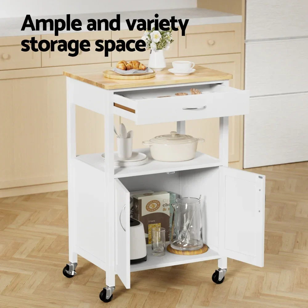 Kitchen Island Trolley Rolling Serving Cart Storage Drawer Cupboard 60cm - Image 2