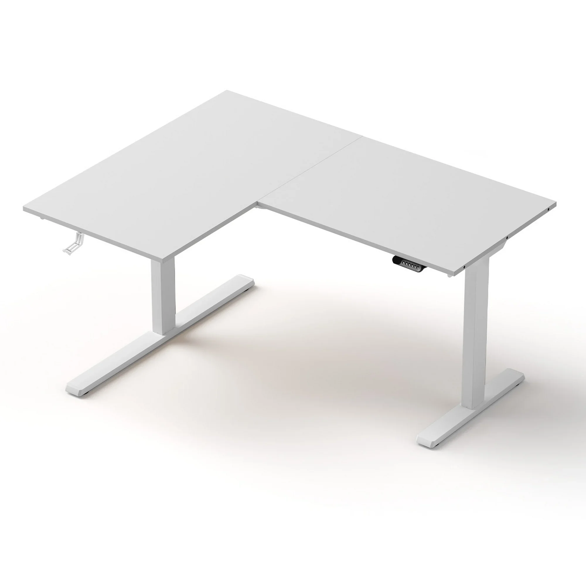 L-Shape Standing Desk Sit Stand Up Height Adjustable Electric Motorised White