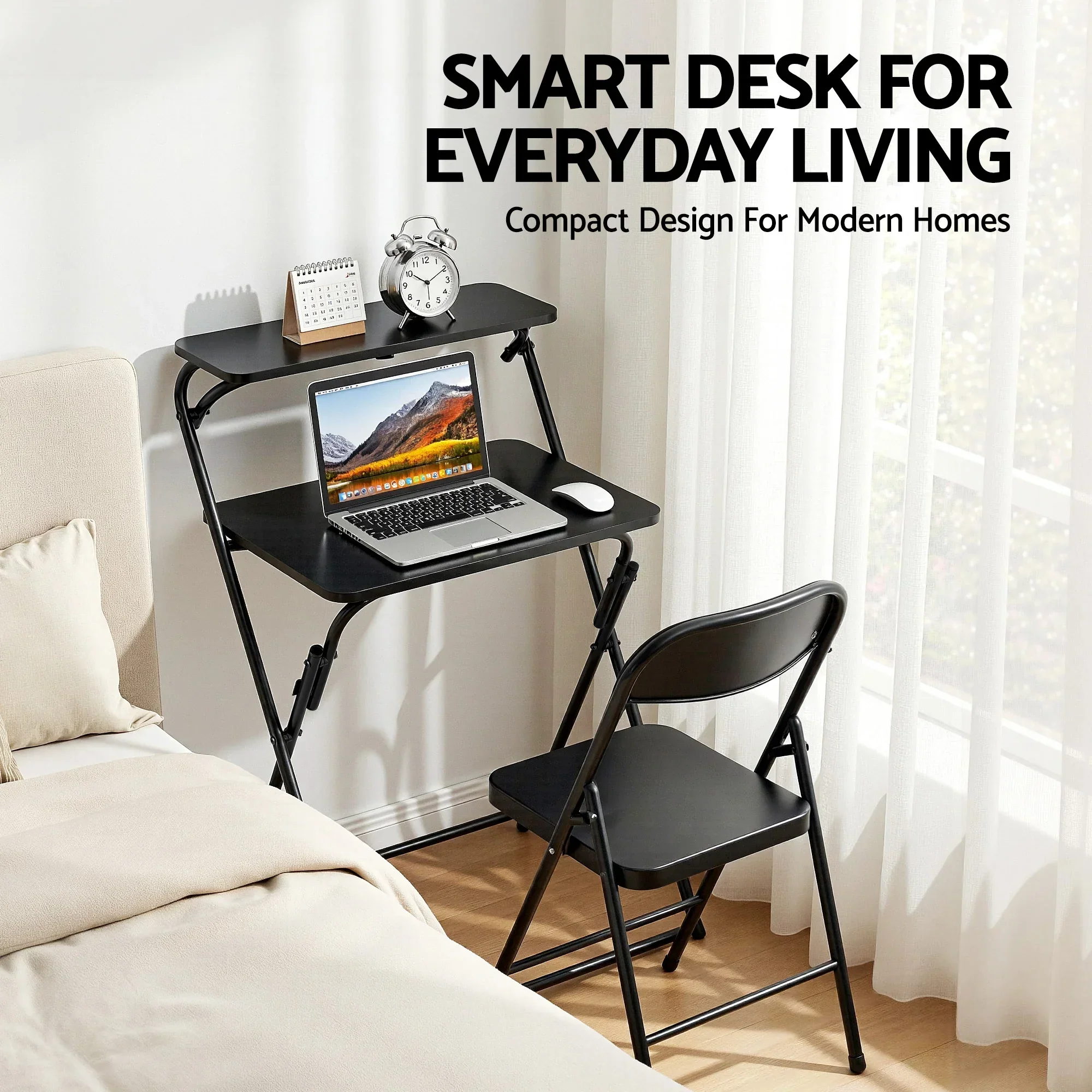 Laptop Desk Foldable Study Desk Home Office Black - Image 3