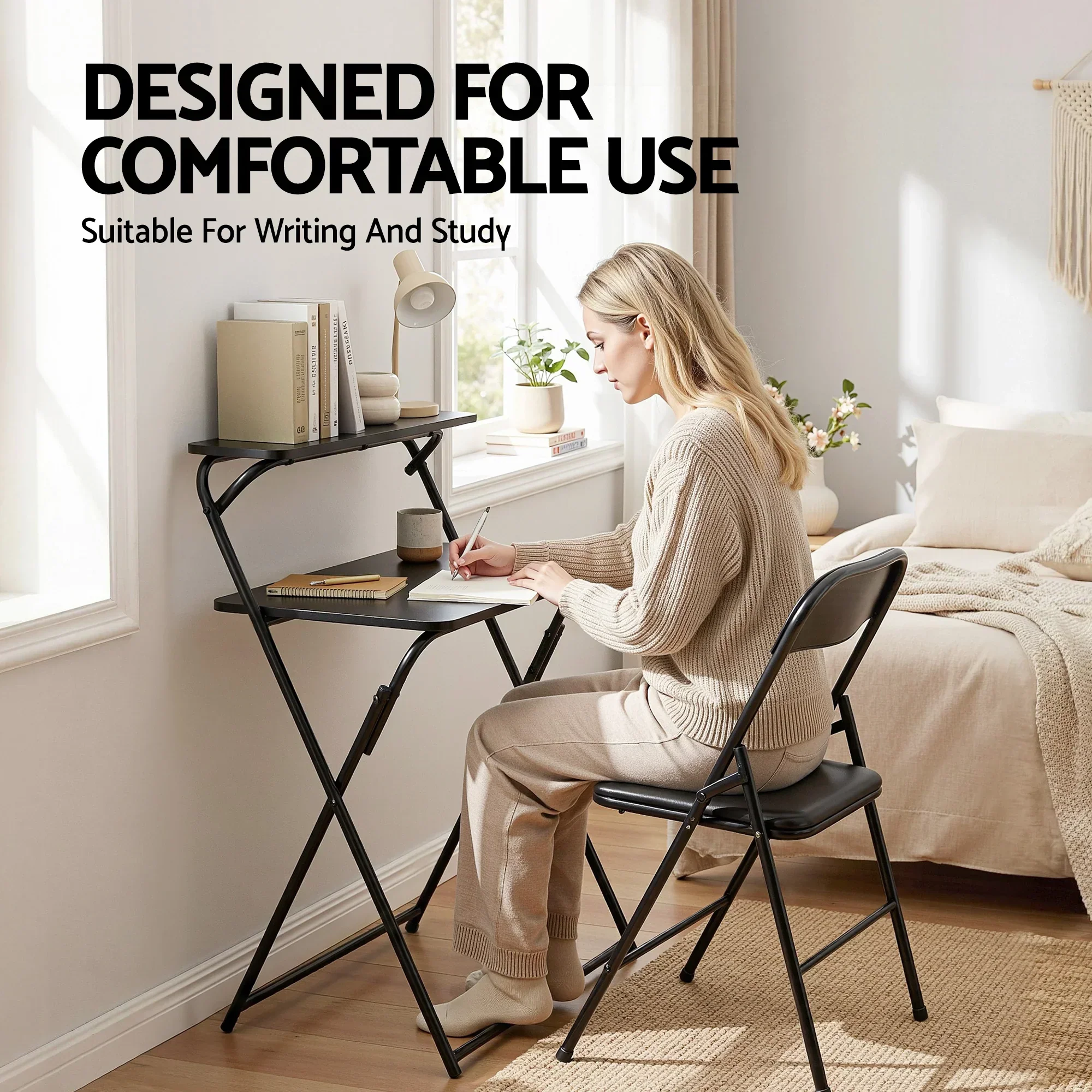 Laptop Desk Foldable Study Desk Home Office Black - Image 4