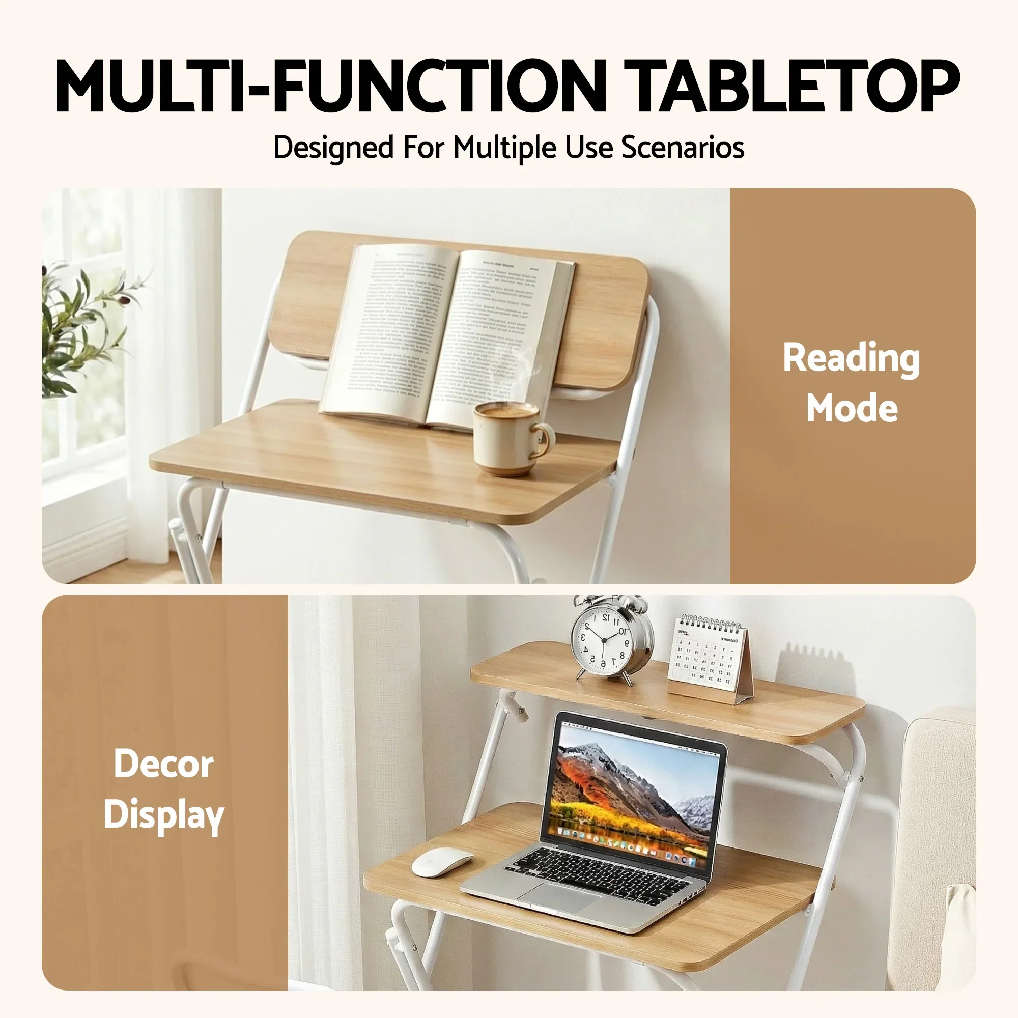 Laptop Desk Foldable Study Desk Home Office Oak - Image 5