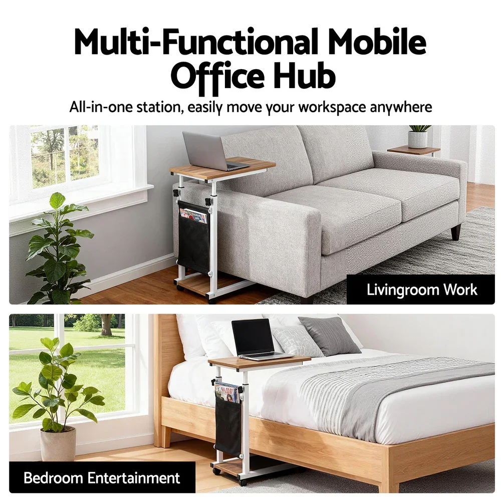 Laptop Desk Height Adjustable Mobile Workstation Computer Desks 48CM Oak - Image 4