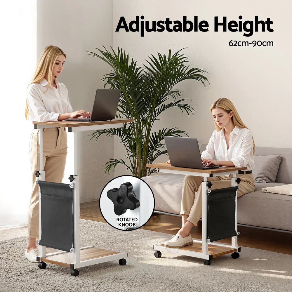 Laptop Desk Height Adjustable Mobile Workstation Computer Desks 48CM Oak - Image 5
