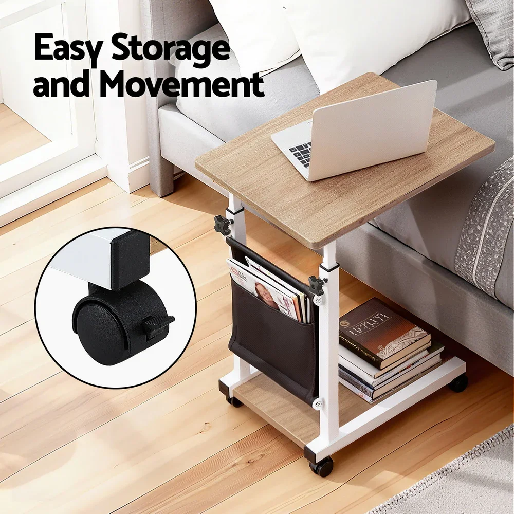 Laptop Desk Height Adjustable Mobile Workstation Computer Desks 48CM Oak - Image 6