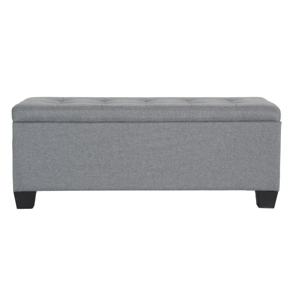 Storage Ottoman Blanket Box 97cm Linen Grey - Image 4