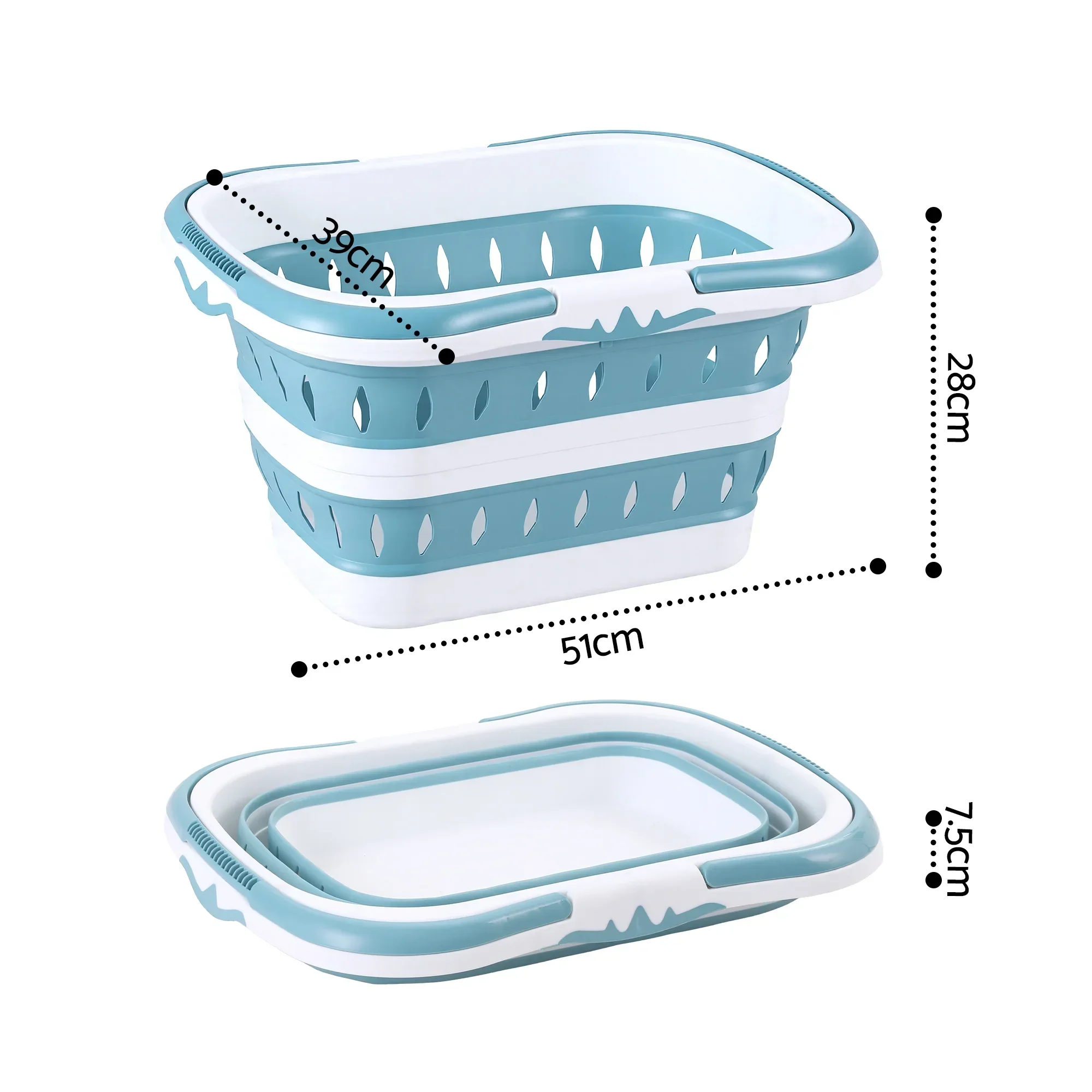 Laundry Basket Hamper Large Foldable Washing Clothes Storage Organiser Blue - Image 7