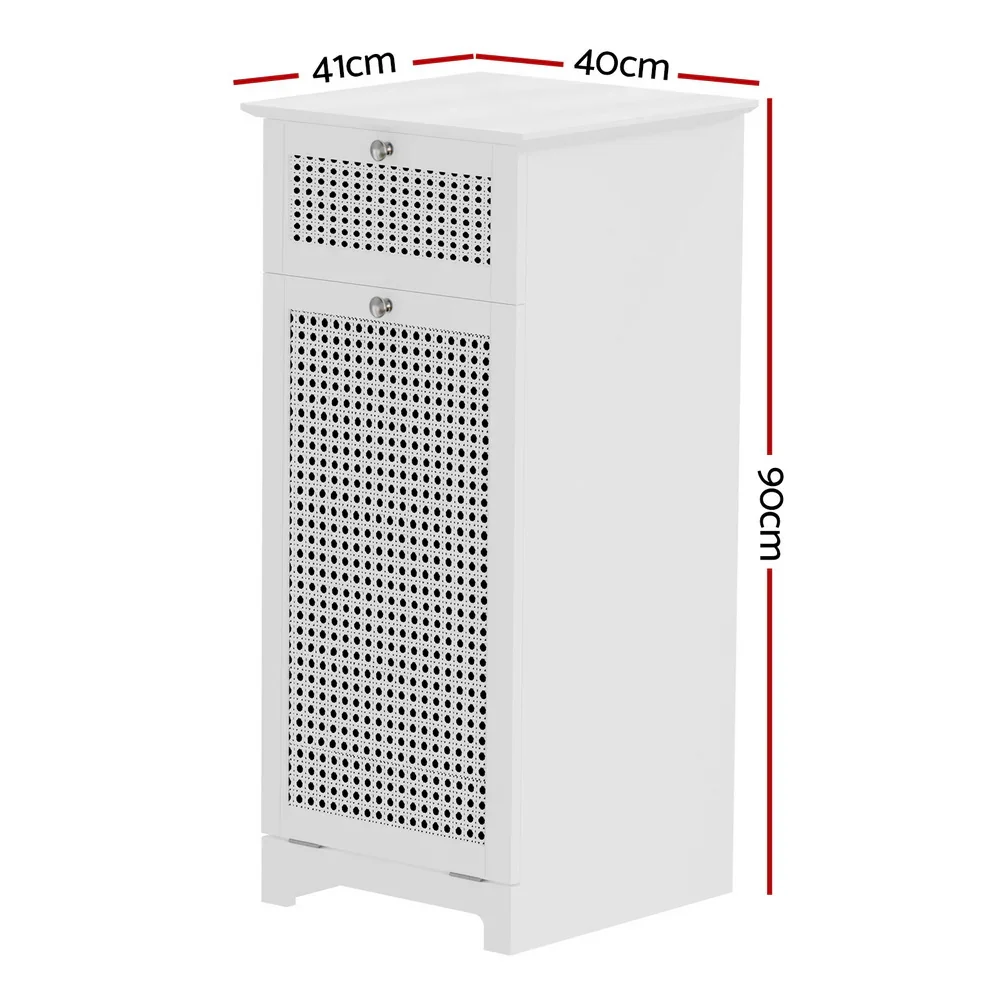 Laundry Hamper Cabinet Bathroom Storage White Rattan Clothes Basket - Image 4