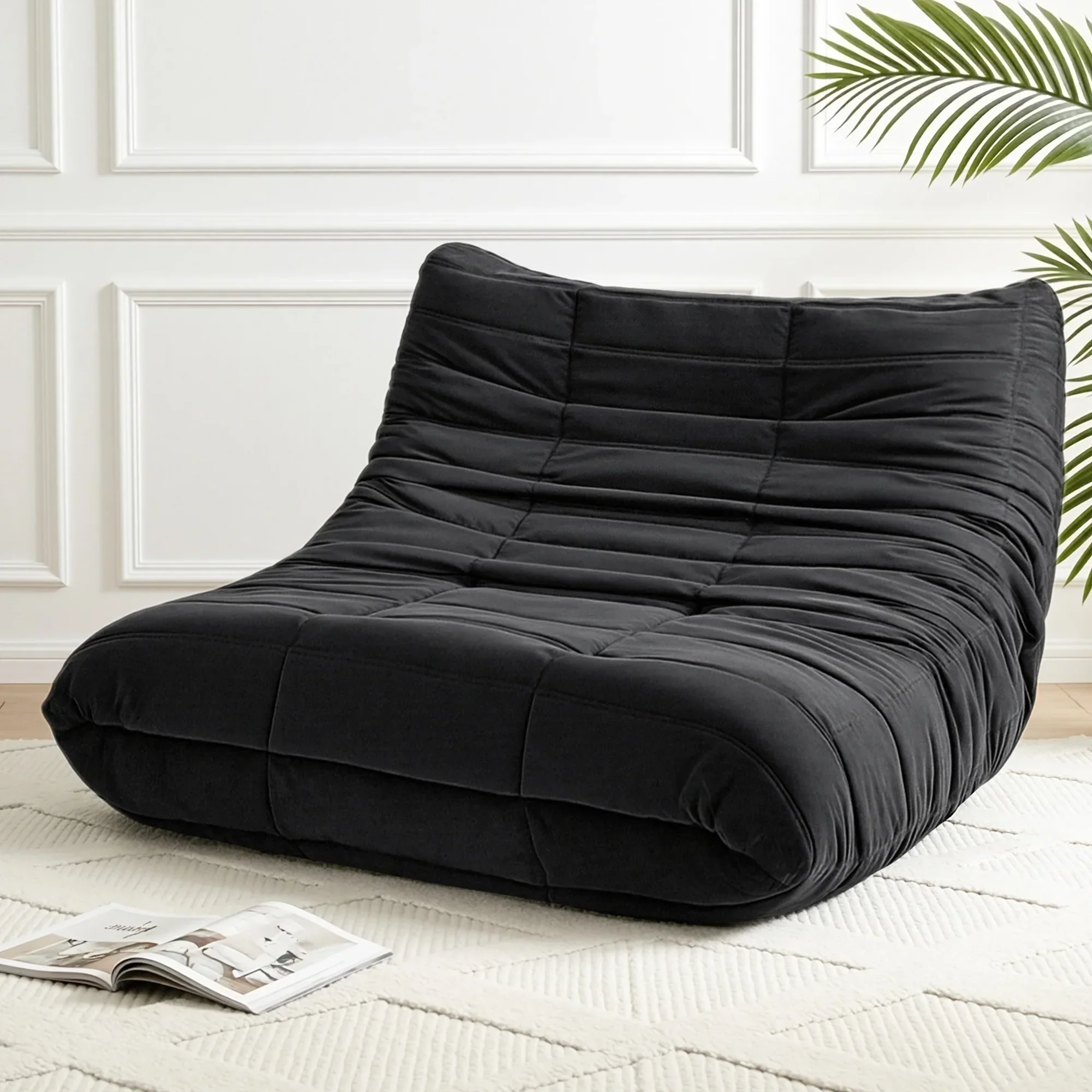 Lazy Sofa 2 Seaters Accent Caterpillar Chair Floor Couch Armless Lounge - Image 2