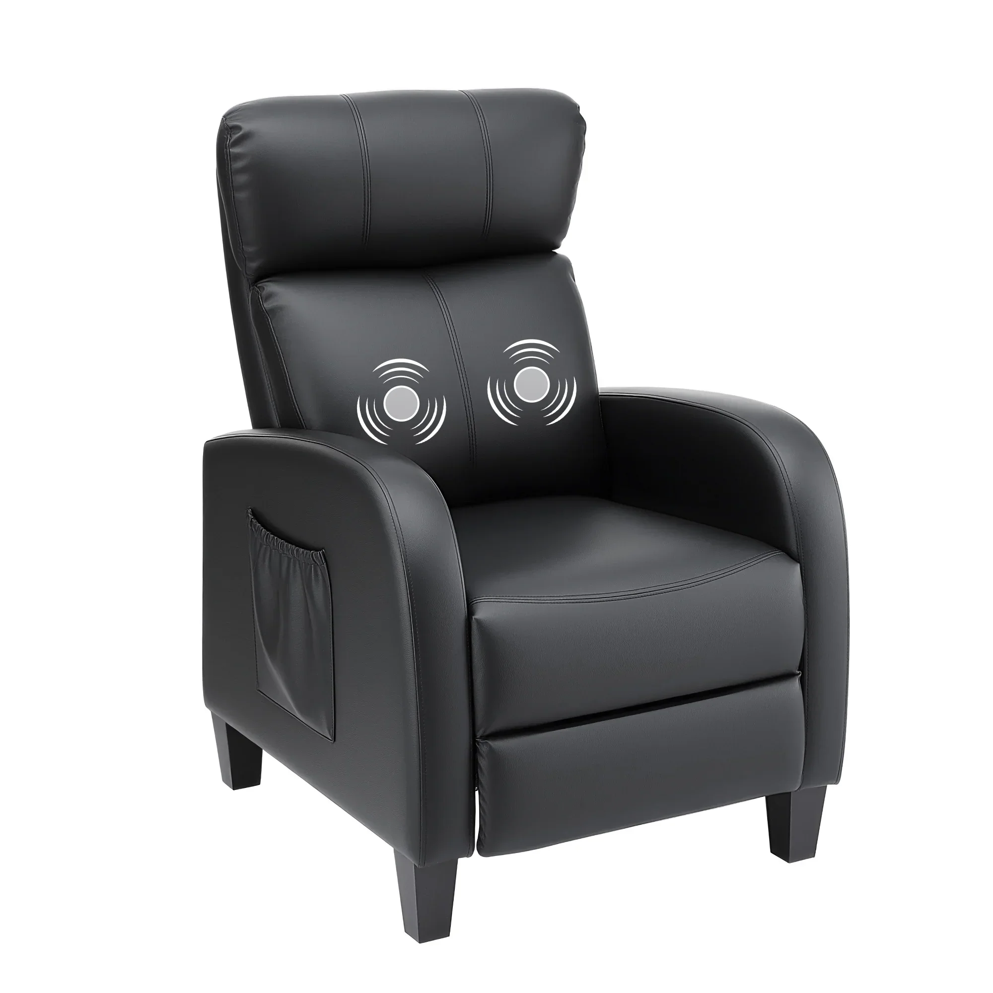 Massage Recliner Chair Small Recliner Sofa for Adults PU Leather Black - Image 9