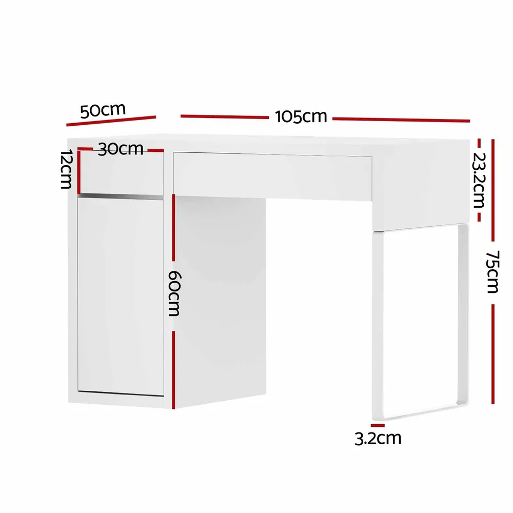 Computer Desk Drawer Cabinet White - Image 2