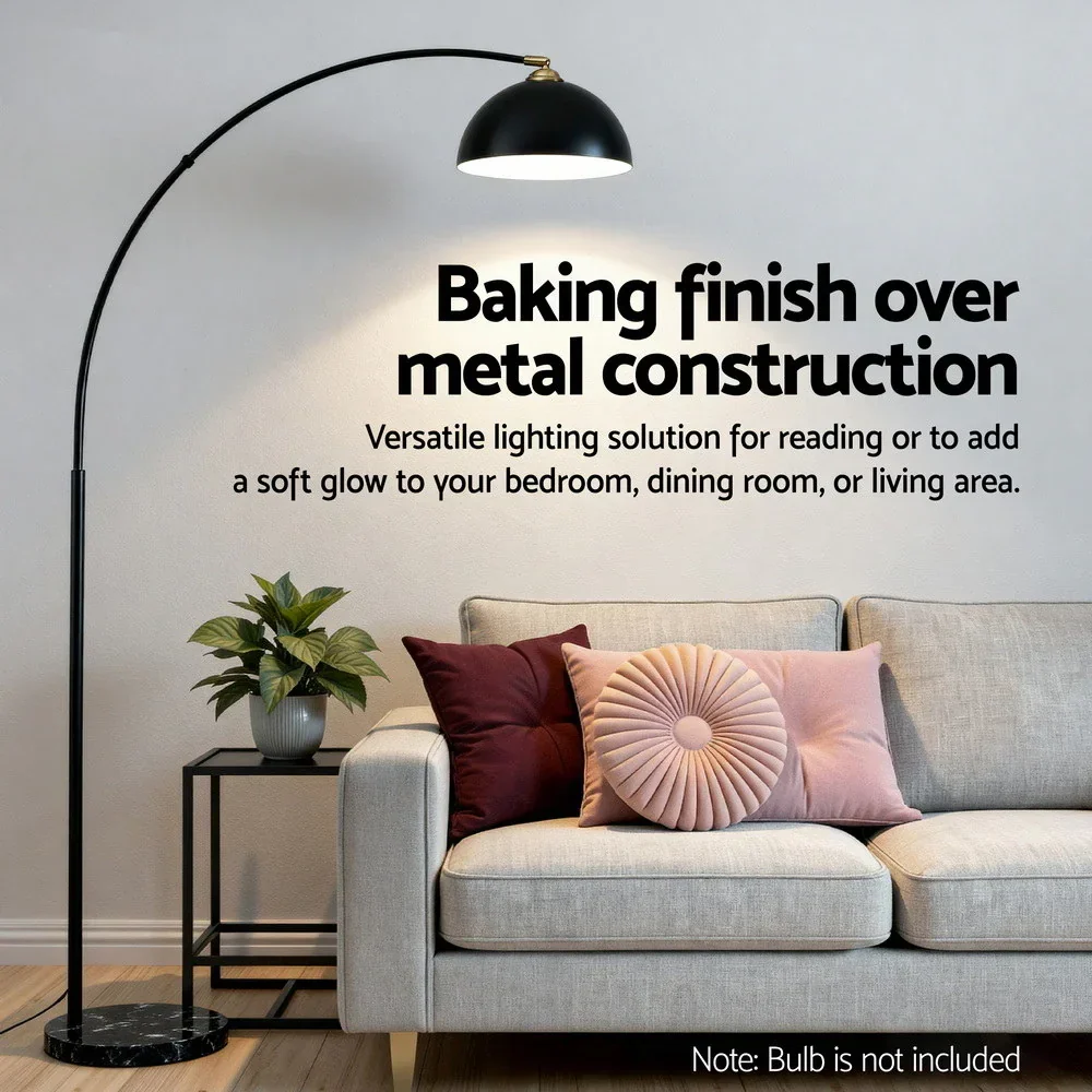 Modern Arched Floor Lamp Black Standing Heavy-Duty Marble Base for Living Room Bedroom - Image 2