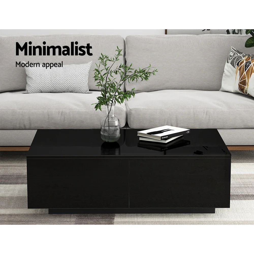 Coffee Table 4 Drawers Black Trevi - Image 3
