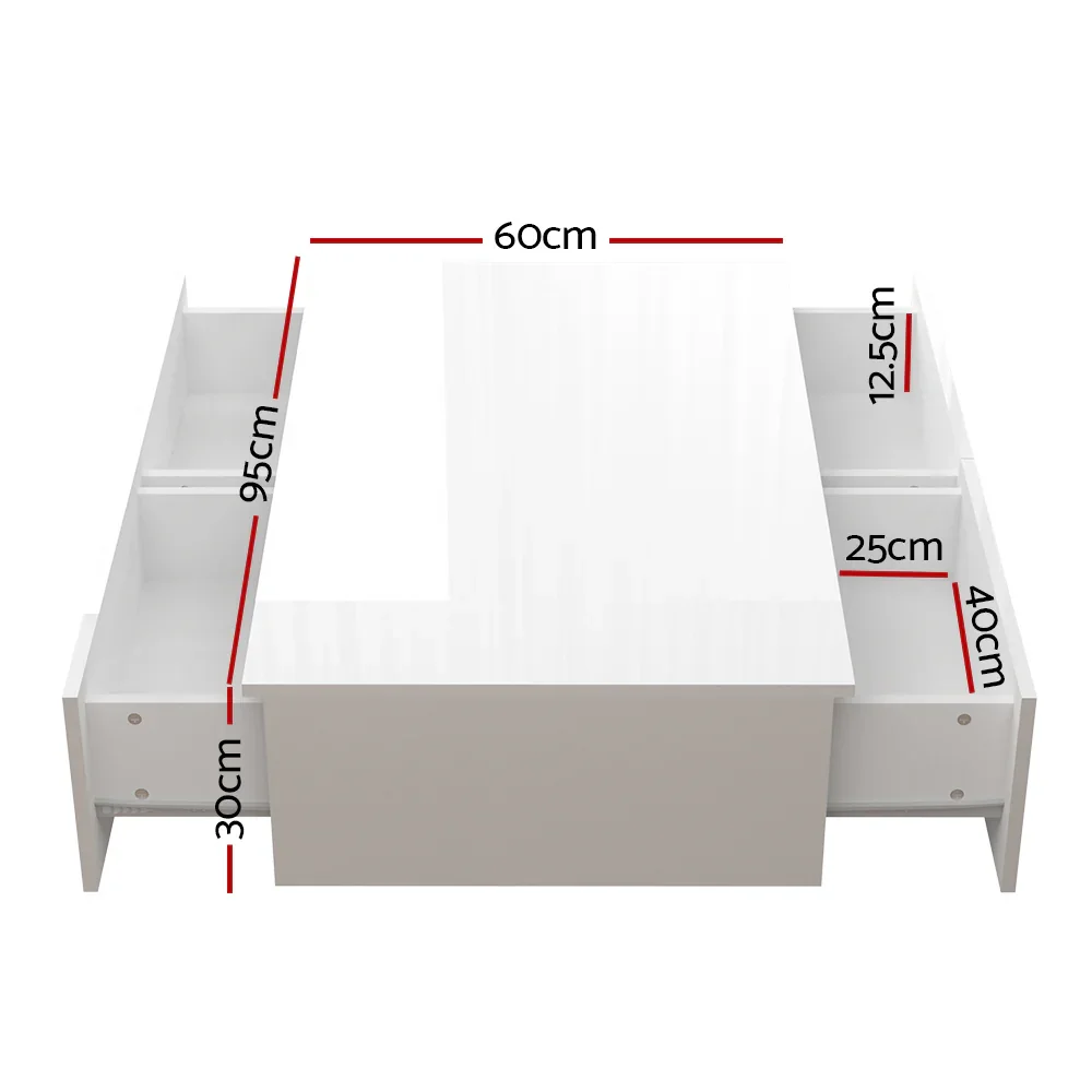 Coffee Table 4 Drawers White Trevi - Image 3