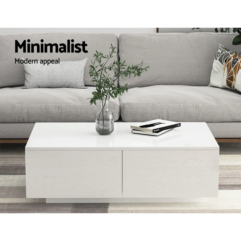 Coffee Table 4 Drawers White Trevi - Image 4