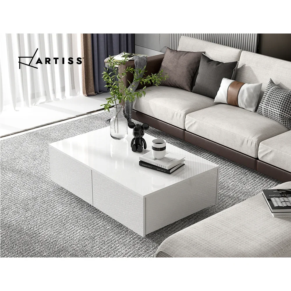 Coffee Table 4 Drawers White Trevi - Image 8