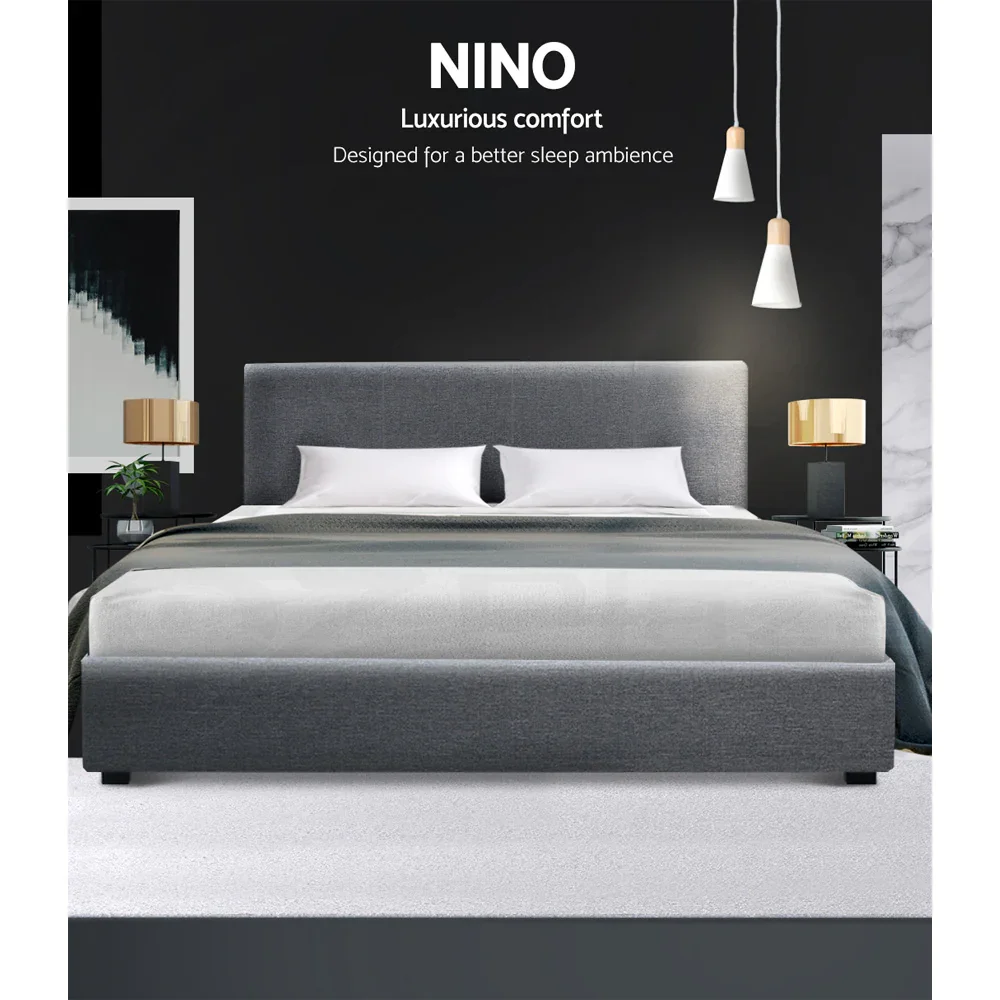 Bed Frame Double Size Gas Lift Grey NINO - Image 3