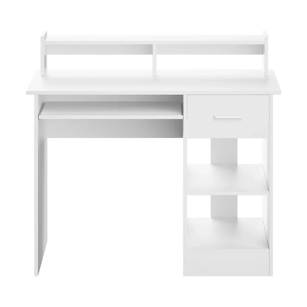 Computer Desk Shelf Drawer Cabinet White 100CM - Image 3