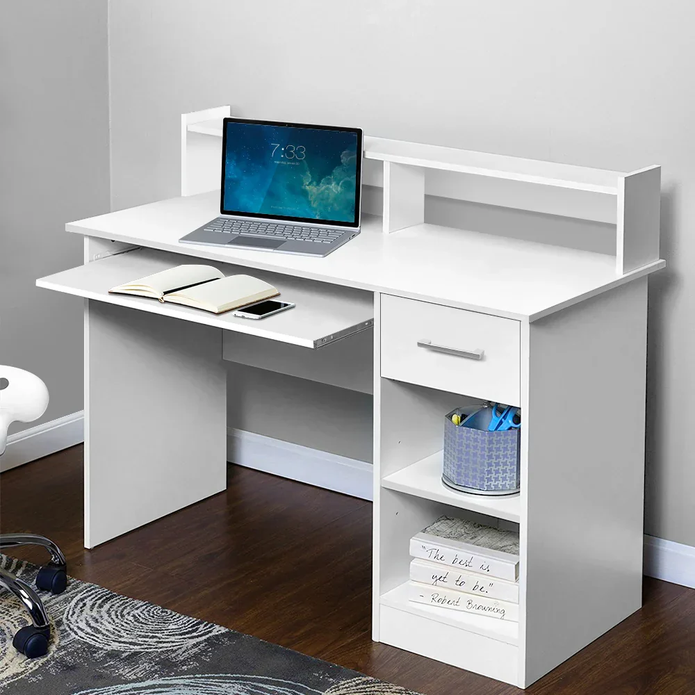 Computer Desk Shelf Drawer Cabinet White 100CM - Image 7