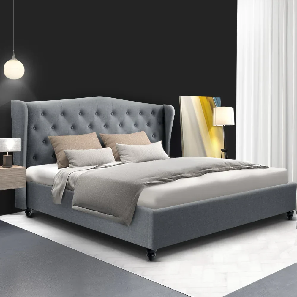 Bed Frame King Size Grey PIER - Image 8