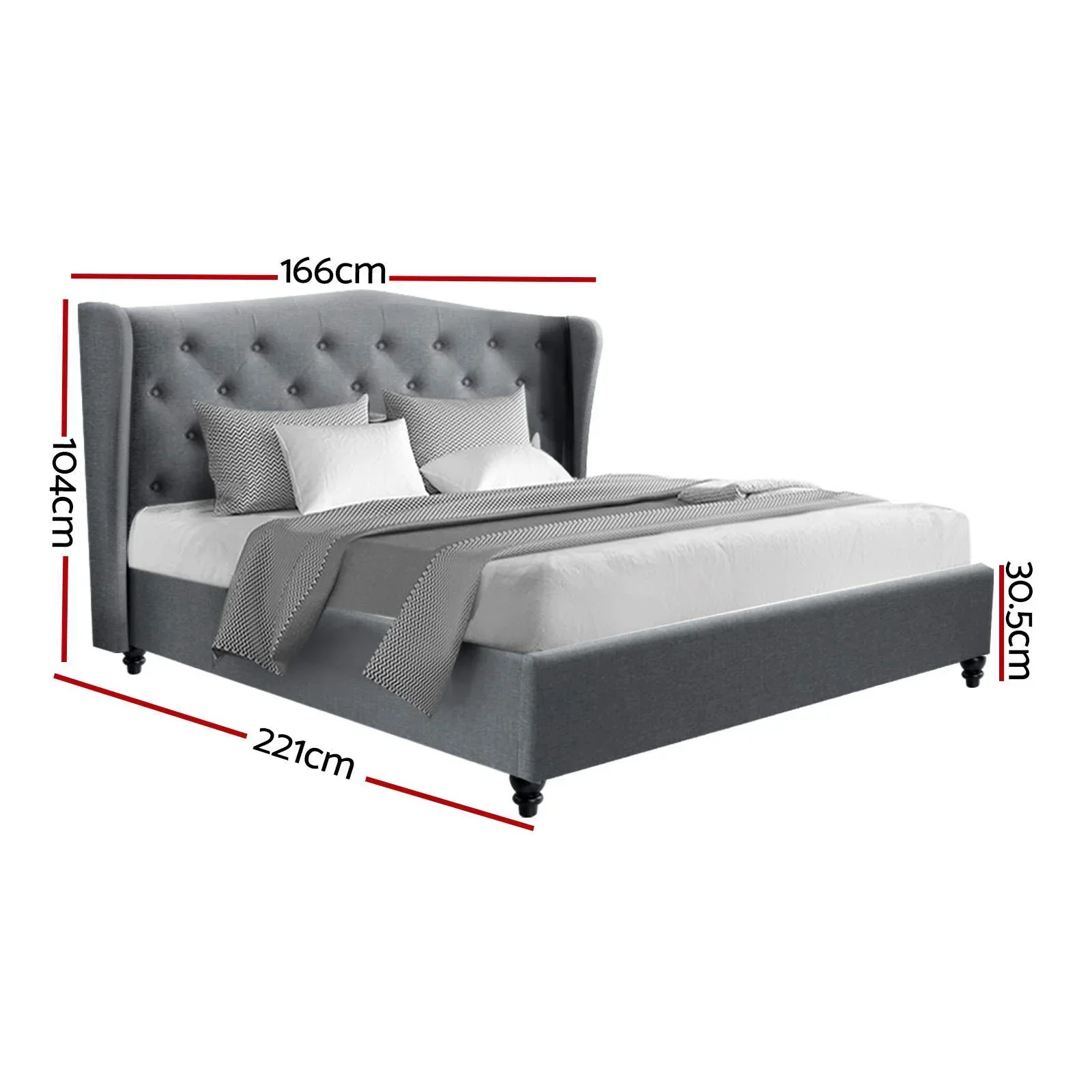 Bed Frame Queen Size Grey PIER - Image 3