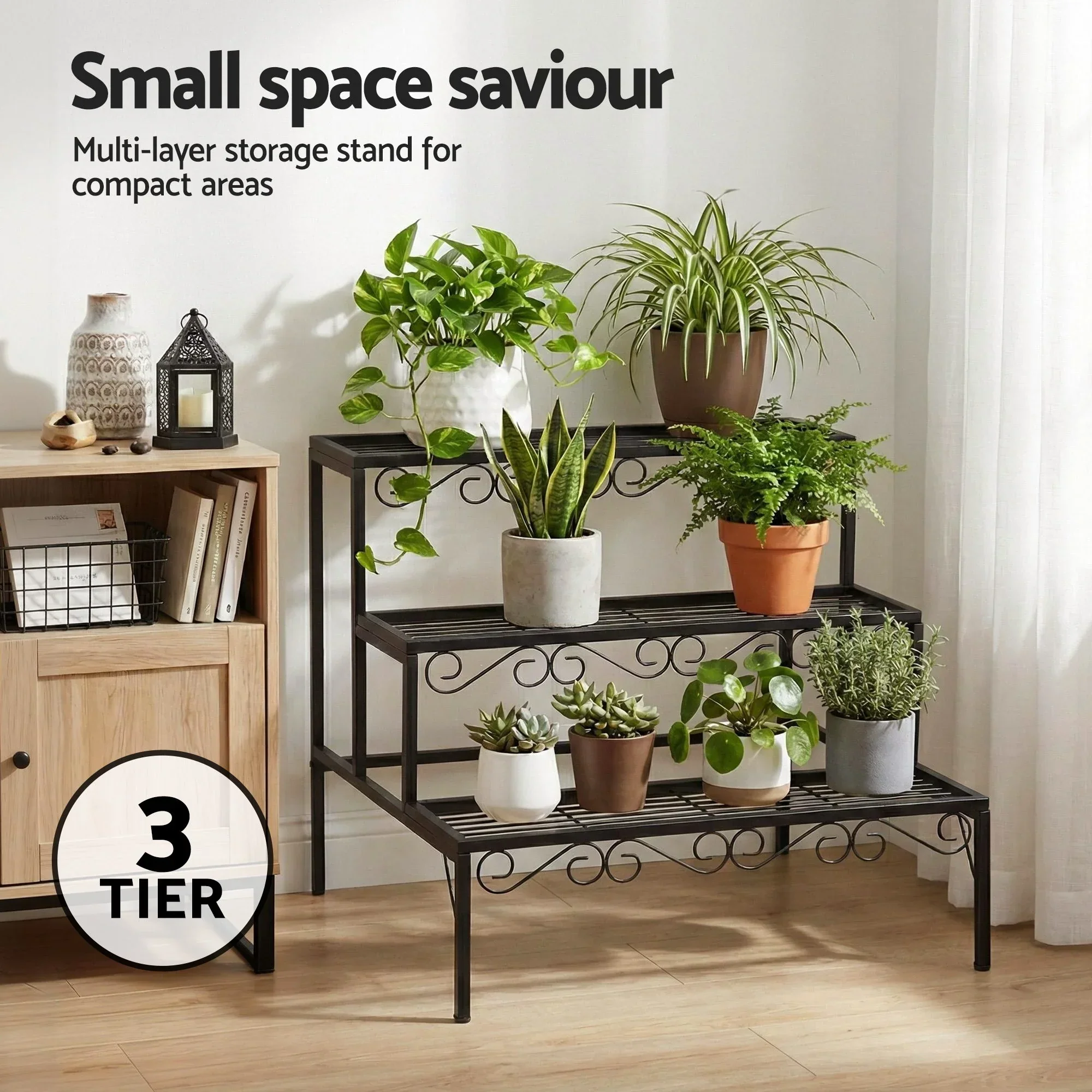 Plant Stand 3 Tier Metal Corner Plant Shelf Multiple Flower Holder Rack - Image 5