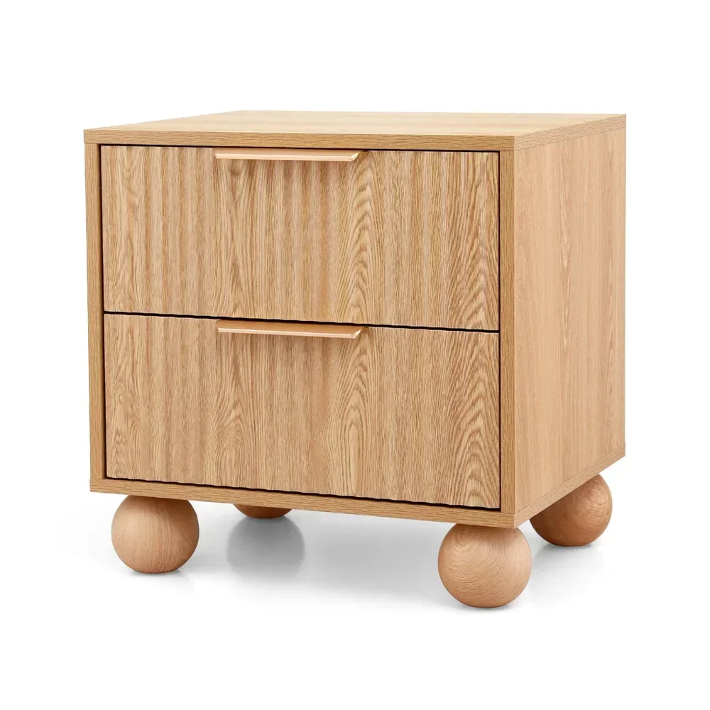 Rattan Bedside Table 2 Drawers Pine - Image 2