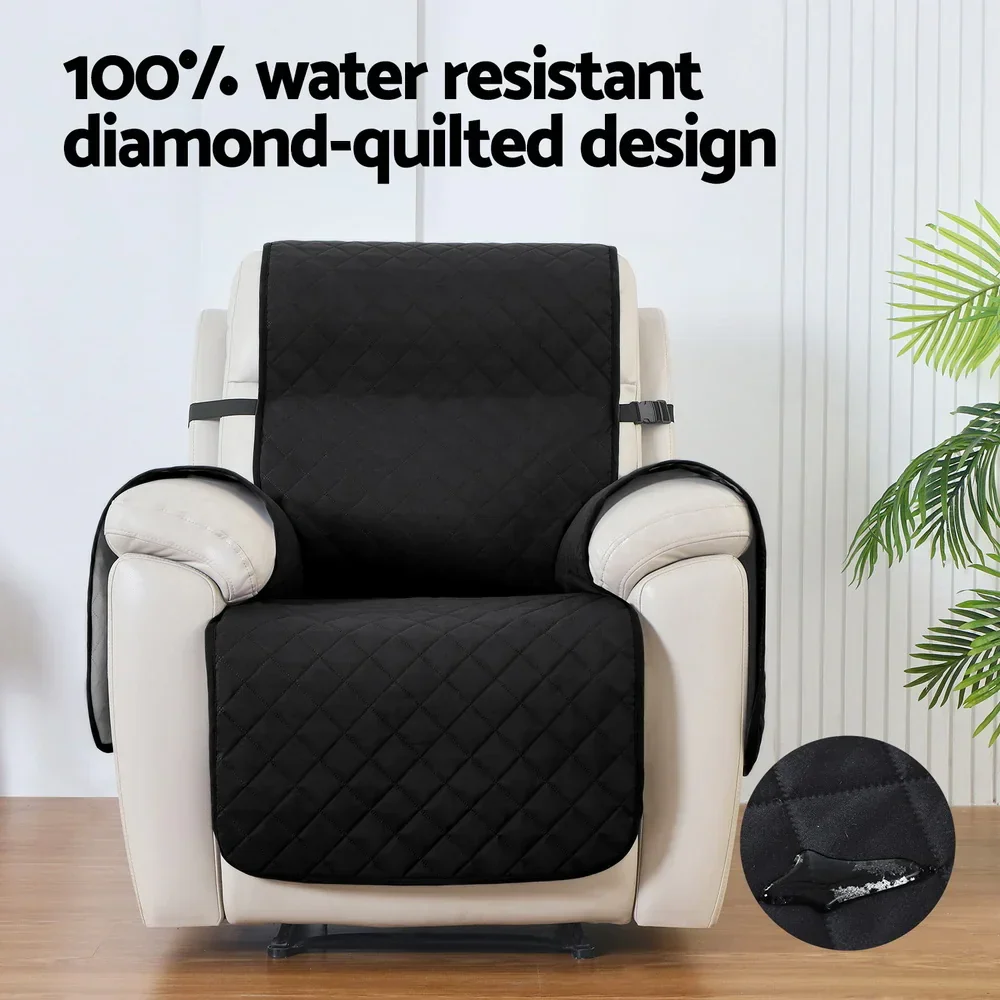 Recliner Chair Cover 100% Water Resistant Black - Image 4