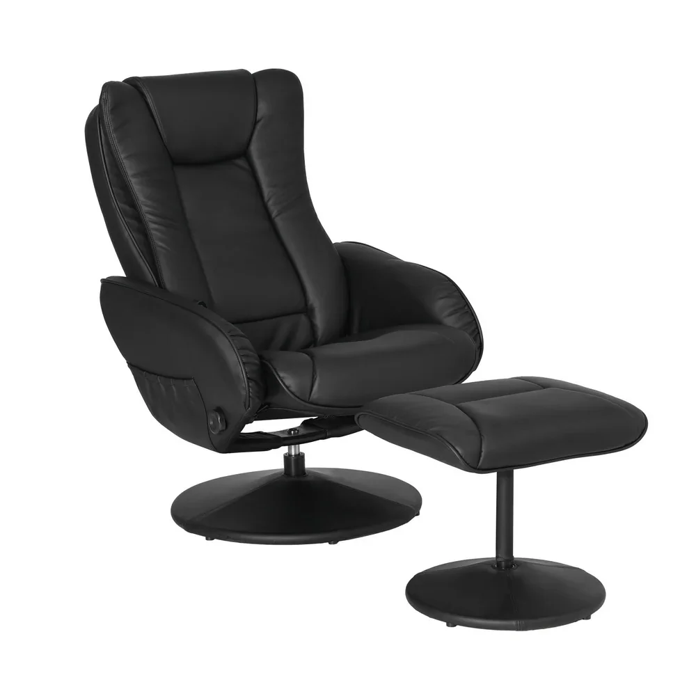 Recliner Chair Ottoman Heated Massage Black - Image 4