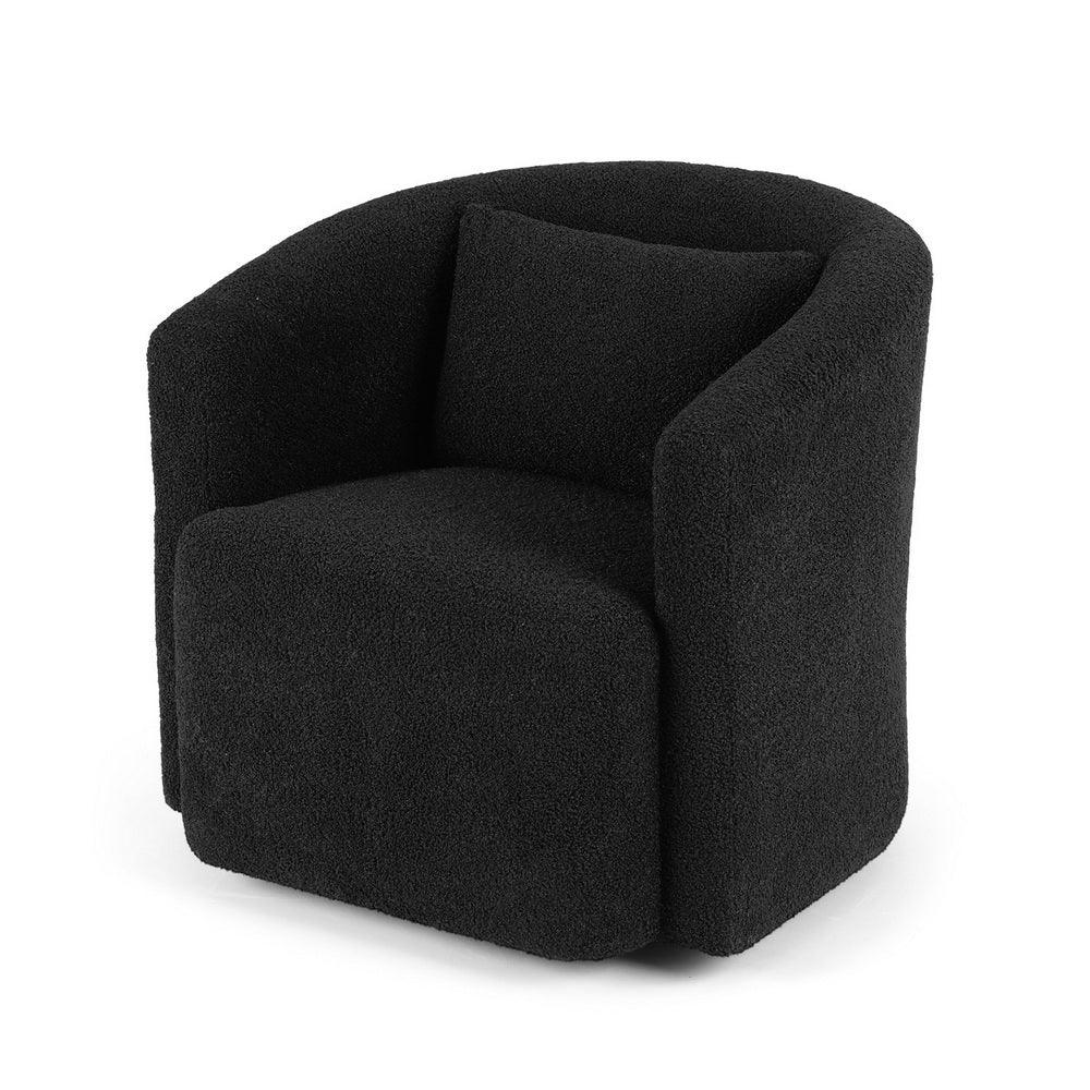 Round Swivel Armchair Sherpa Fleece Black - Image 7