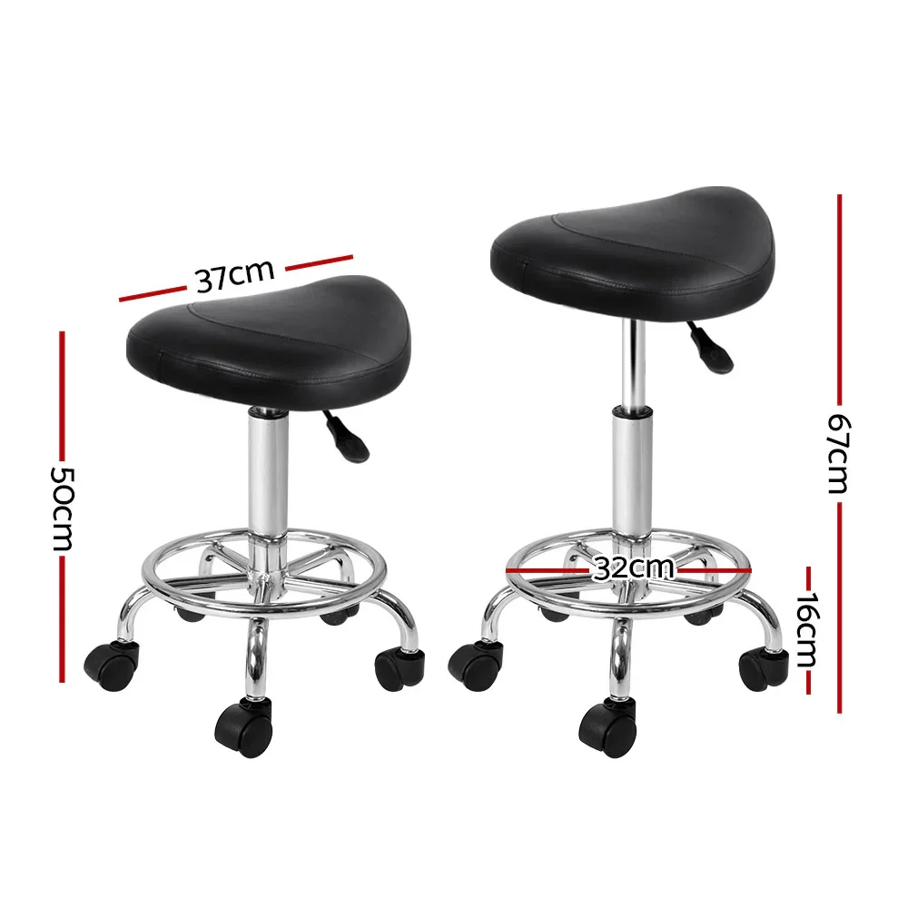 Salon Stool Saddle Swivel Chair Black - Image 2