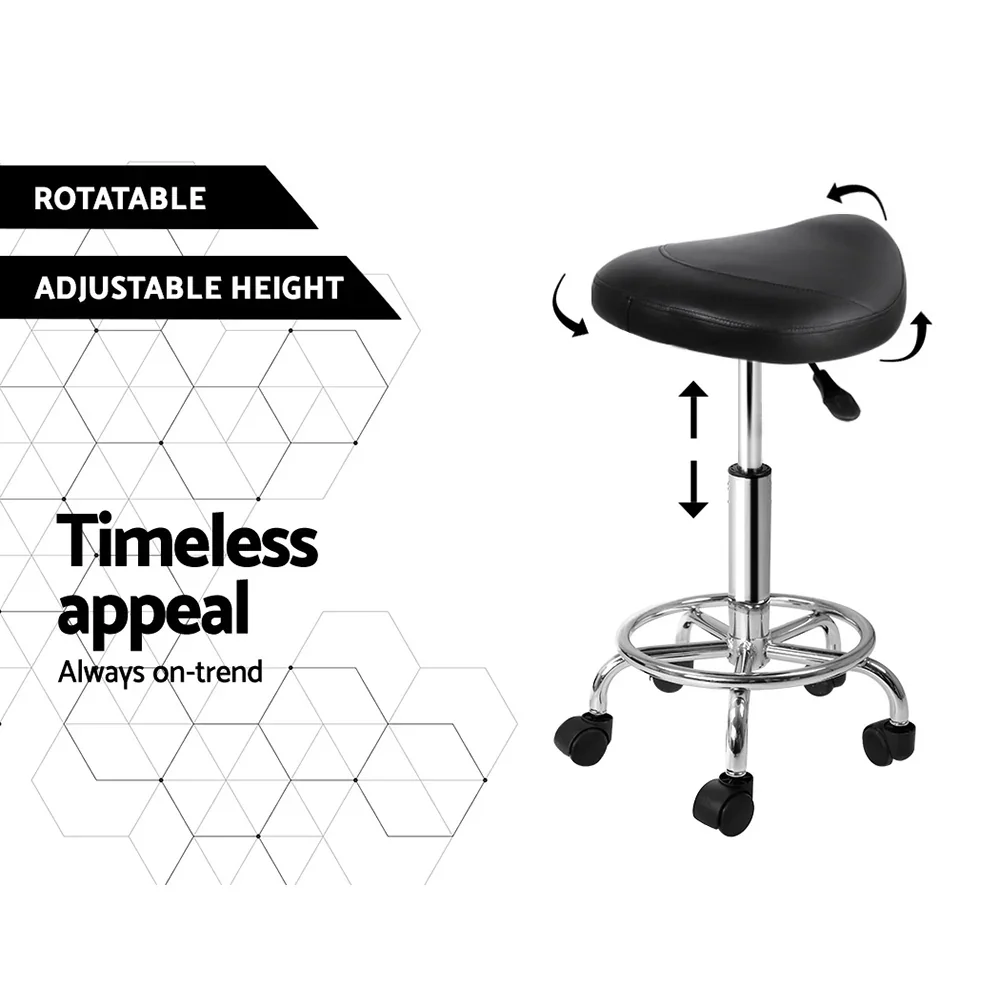 Salon Stool Saddle Swivel Chair Black - Image 5