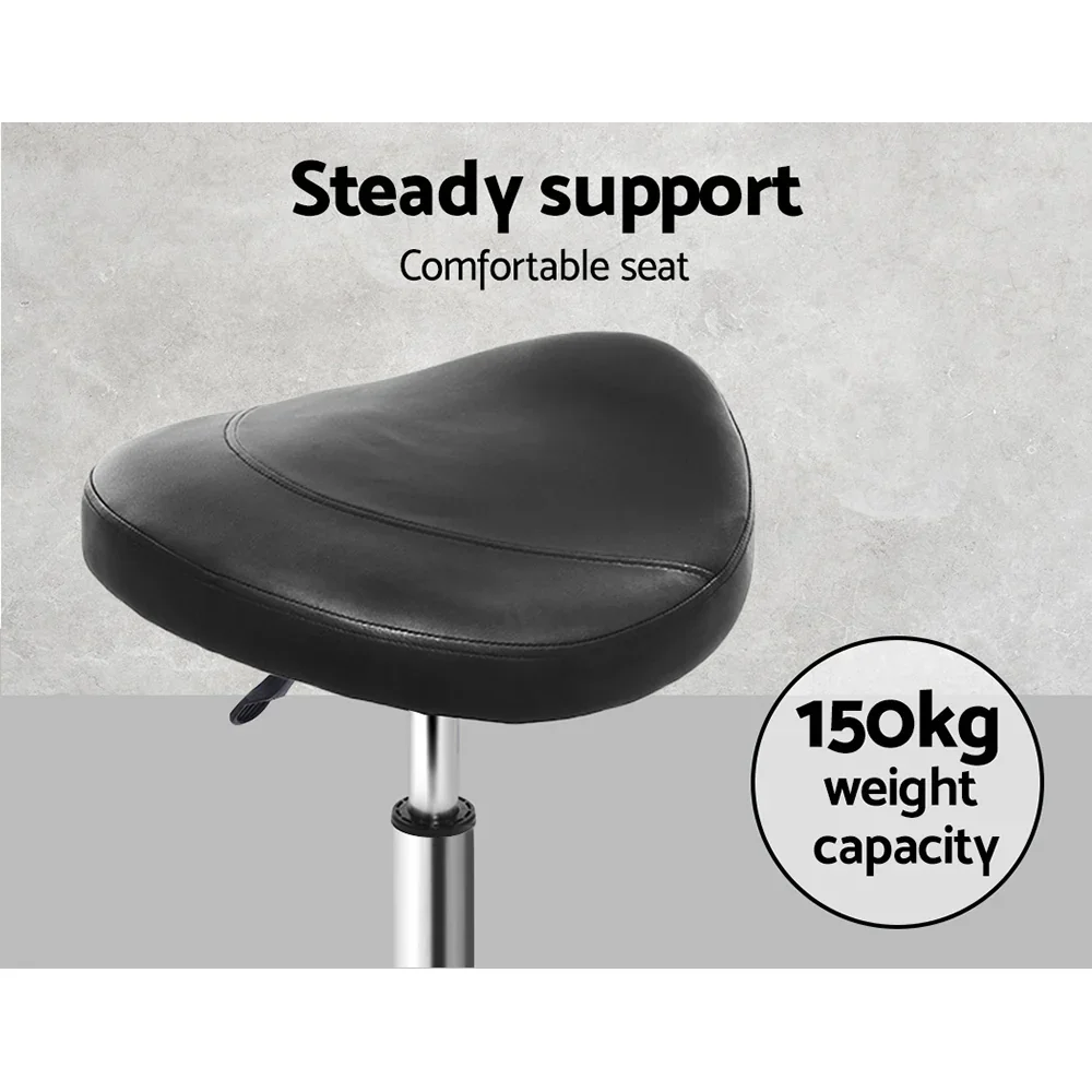 Salon Stool Saddle Swivel Chair Black - Image 6