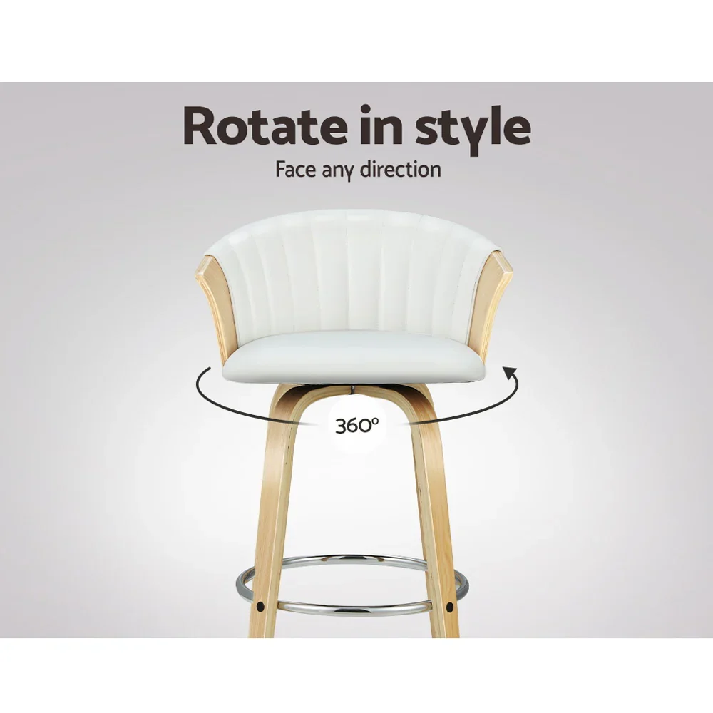 Bar Stools Kitchen Leather Barstools Swivel Counter Chairs x2 - Image 6