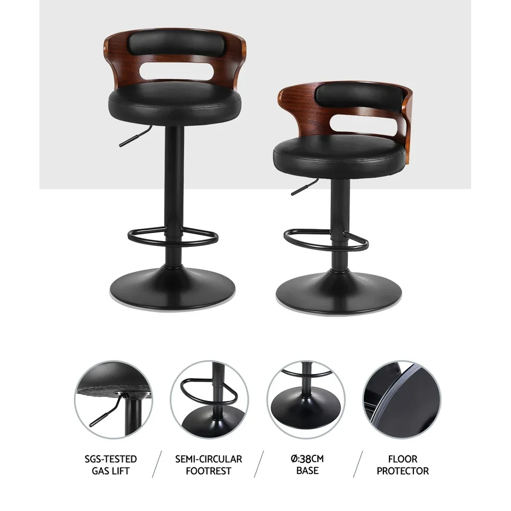 2x Bar Stools Gas Lift Faux Leather - Image 5