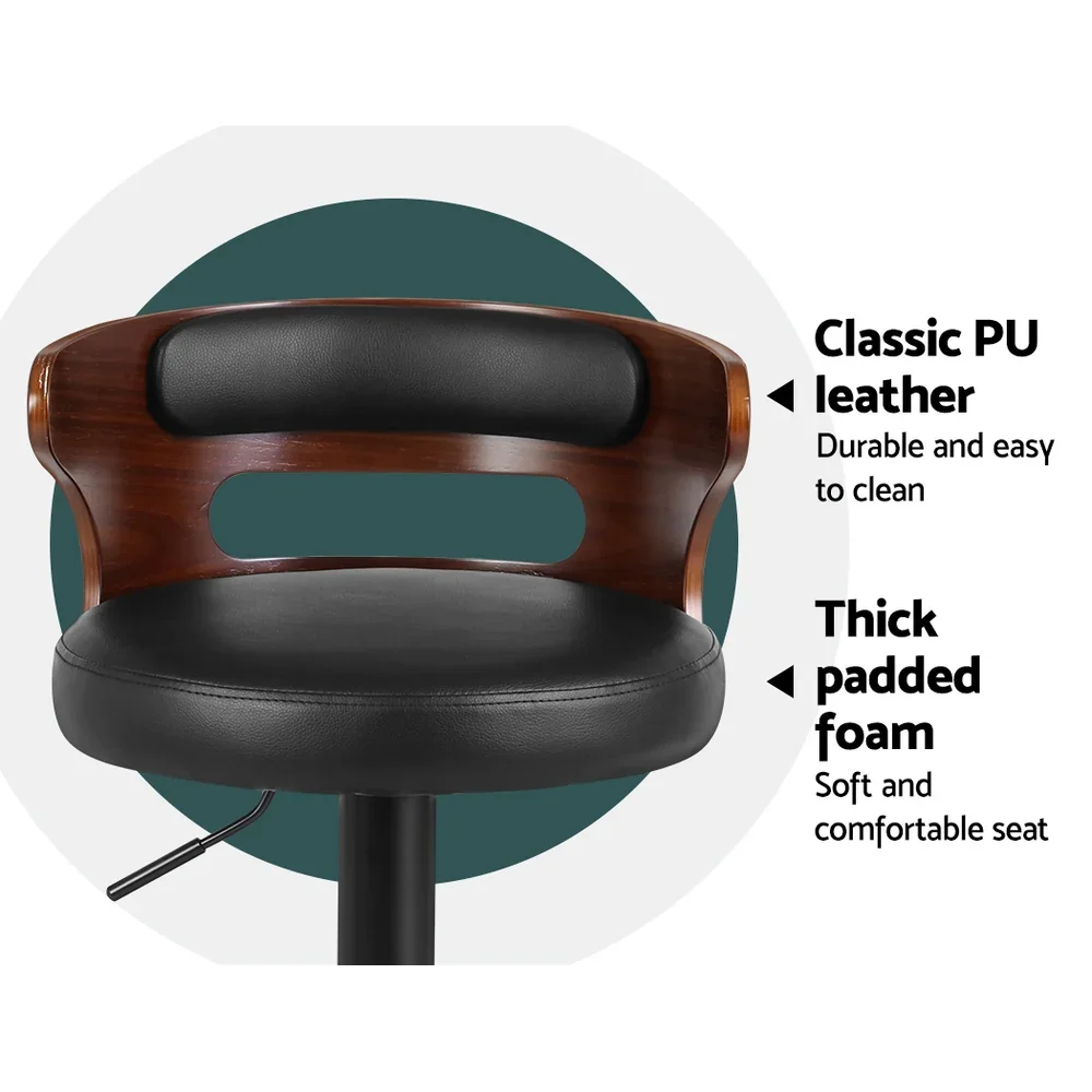 2x Bar Stools Gas Lift Faux Leather - Image 7