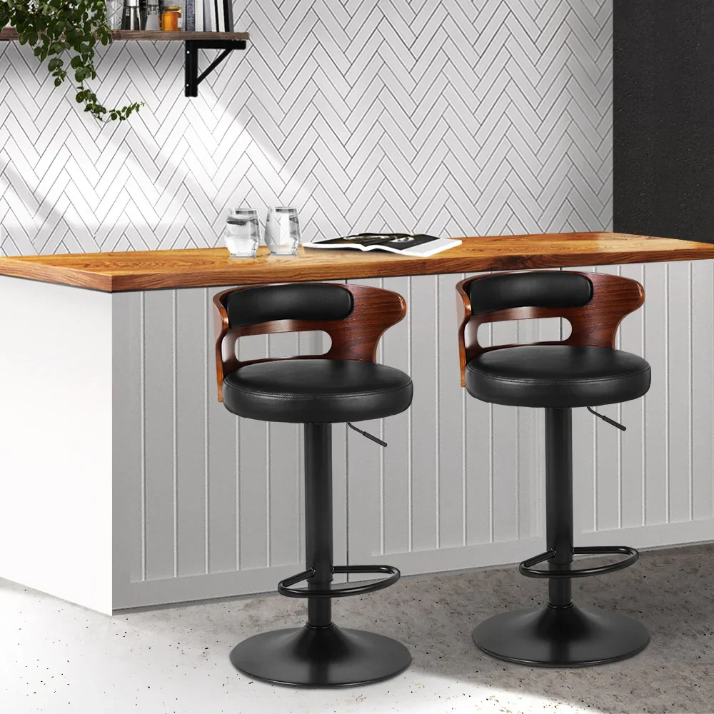 2x Bar Stools Gas Lift Faux Leather - Image 8