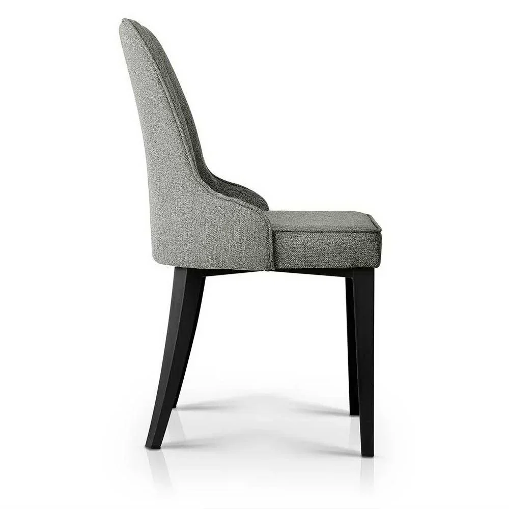 Dining Chairs Set of 2 Linen Fabric Grey - Image 3
