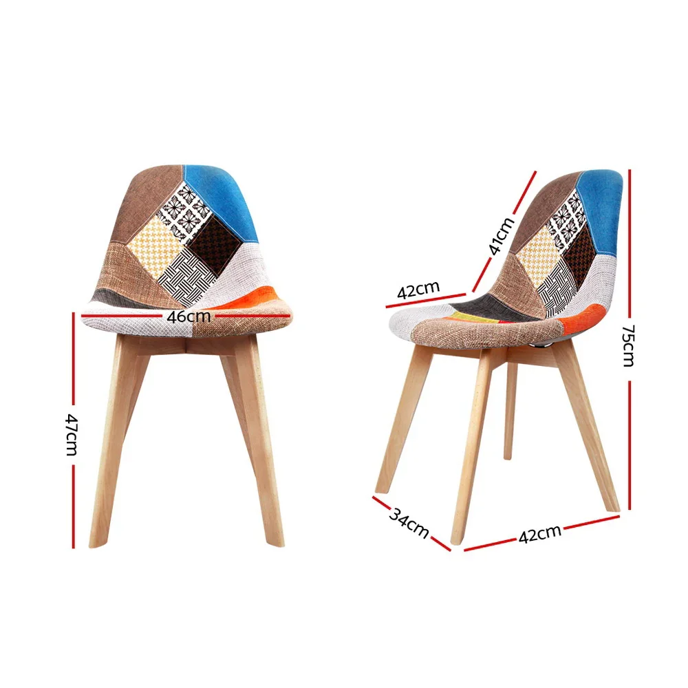 Dining Chairs Set of 2 Fabric Retro Replica DSW - Image 2