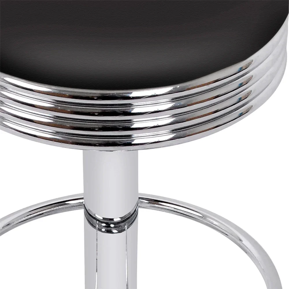 4x Bar Stools Leather Padded Gas Lift Silver - Image 3