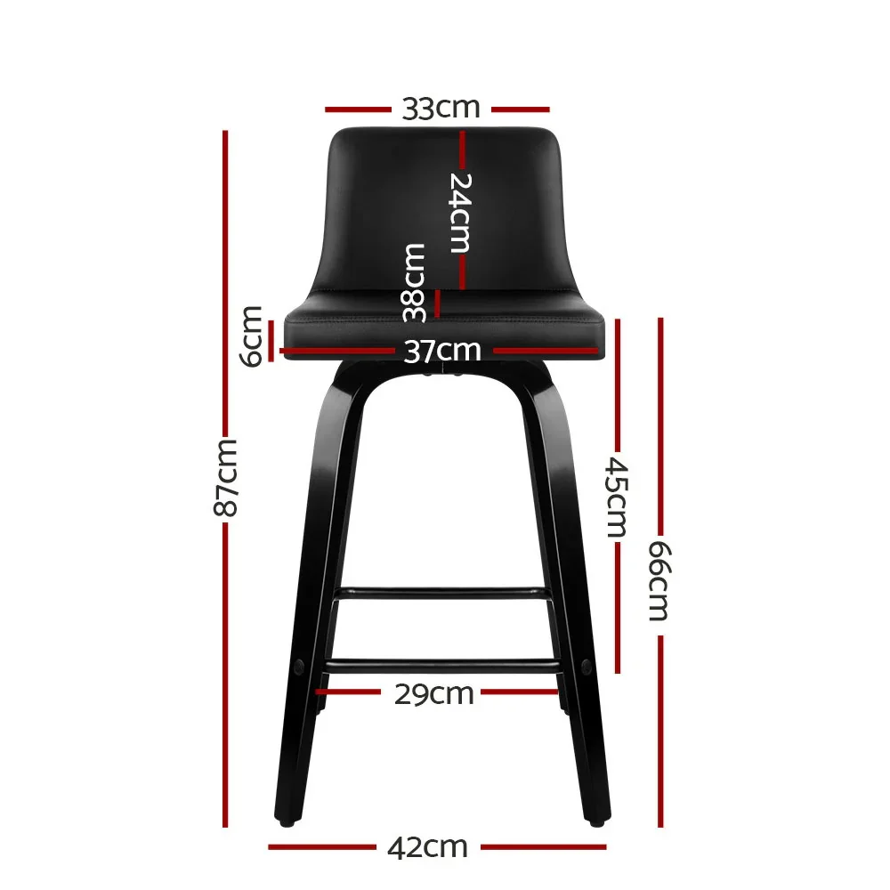 Bar Stools Kitchen Leather Barstools Swivel Wooden Chairs X4 - Image 2