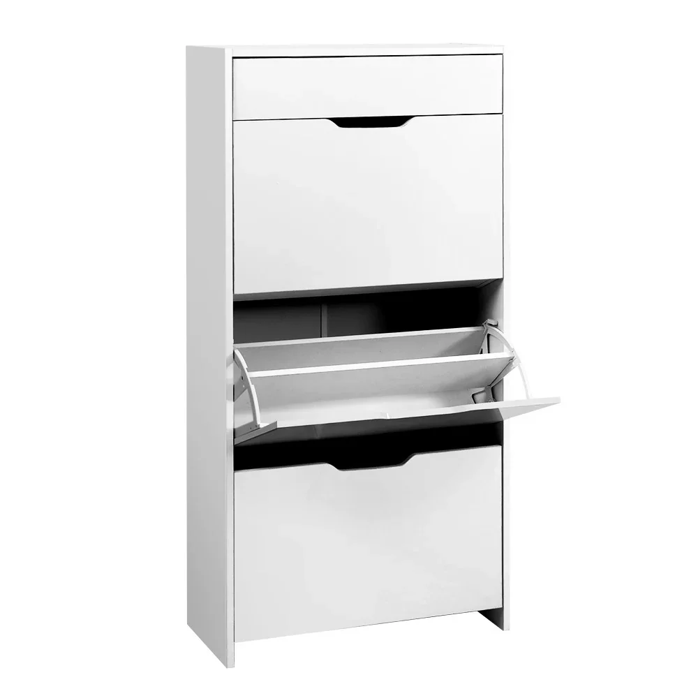 Shoe Rack Cabinet 24 Pairs White Luna - Image 3