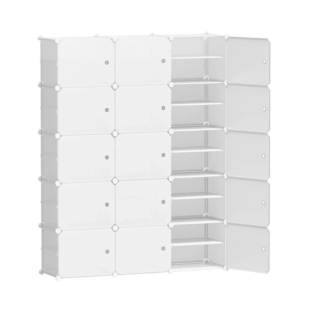 Shoe Rack Storage Cabinet DIY 15 Storage Cube Stackable White - Image 3