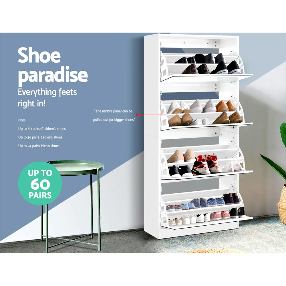 Shoe Rack Cabinet Mirror 60 Pairs White Rira - Image 5