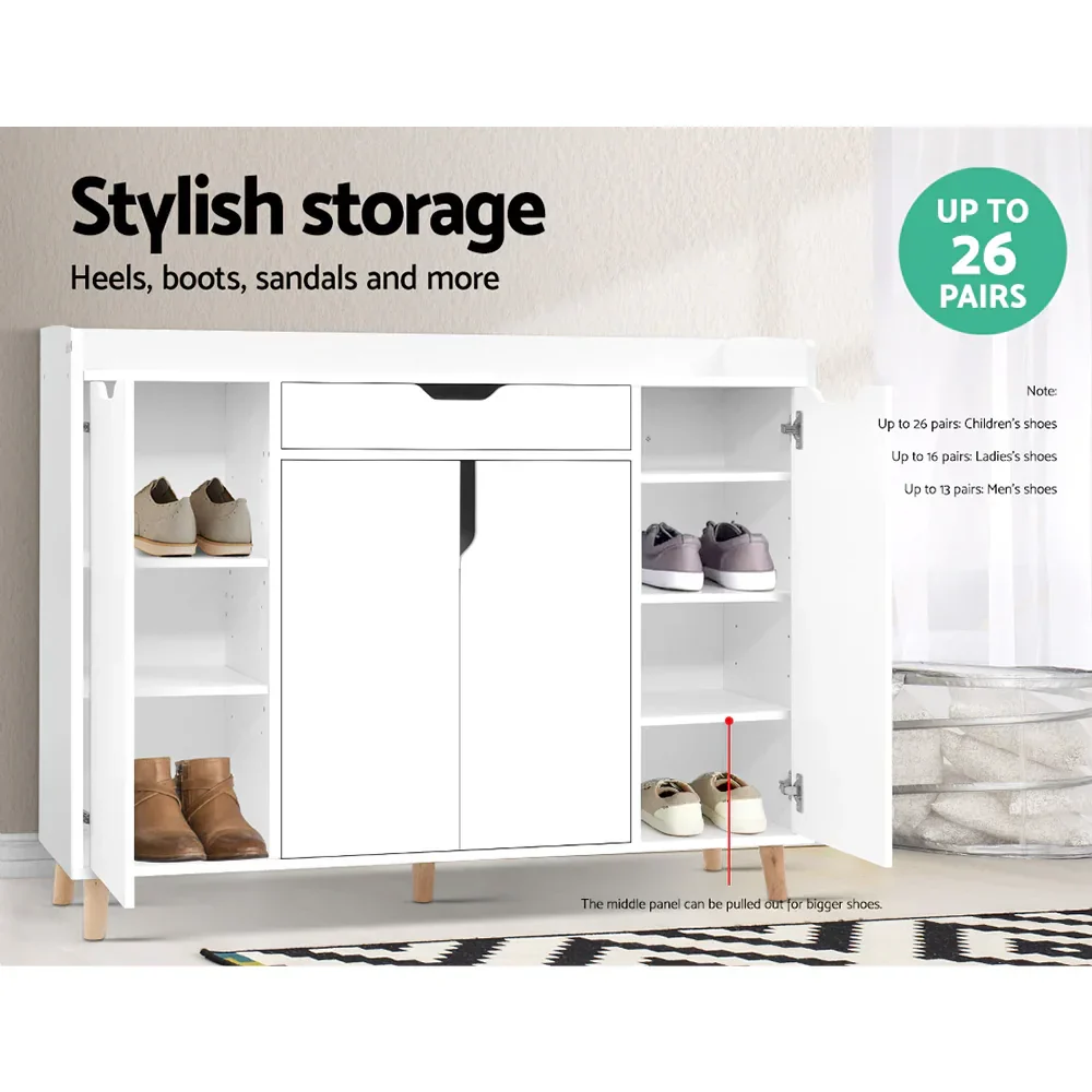 Shoe Rack Cabinet 26 Pairs Adjustable White Cissy - Image 5