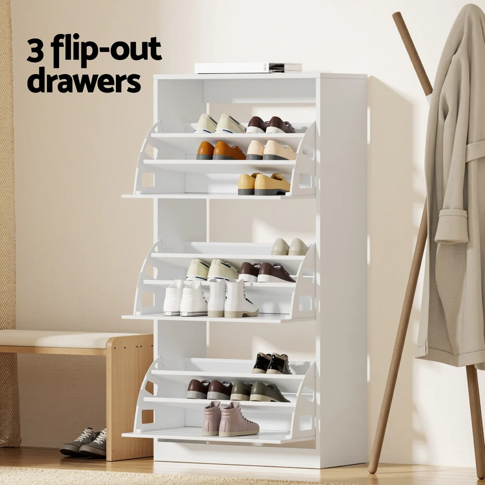 Shoe Cabinet Storage Drawer 45 Pairs White - Image 4